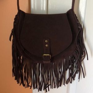Leather Crossbody Fringe Purse